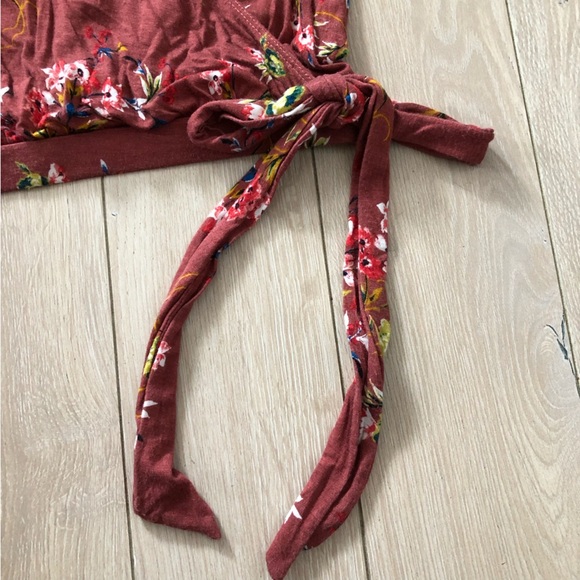 June & Hudson Nordstrom Floral Faux Wrap Top in Rosewood Size M - Picture 6 of 12